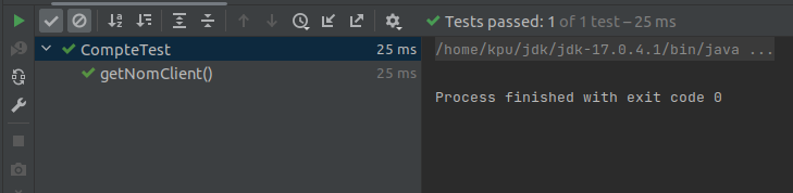 resultat lancement test unitaire